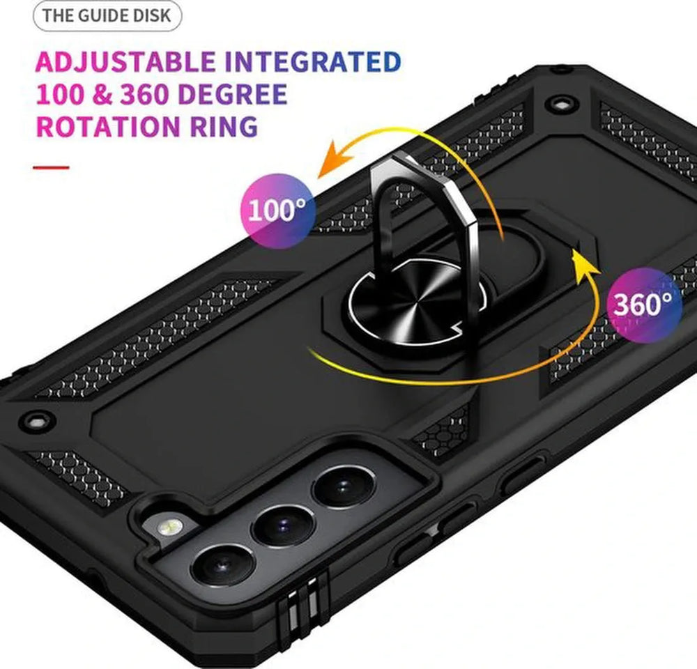 Samsung Galaxy S22 Plus Hoesjes – Ring Armor Backcover – 360° Draaibare Standaard – Magneet – Zwart-Ilumina Benelux