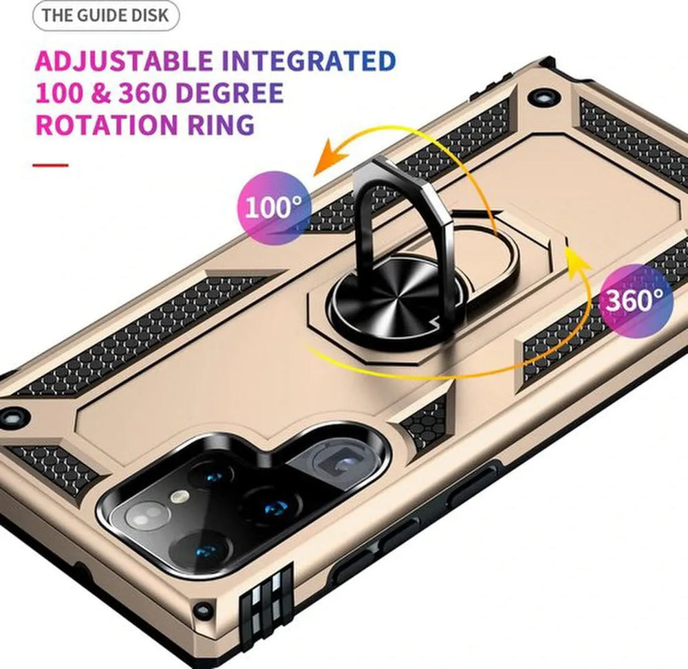 Samsung Galaxy S22 Ultra Hoesjes – Ring Armor Backcover – 360° Draaibare Standaard – Magneet – Goud-Ilumina Benelux