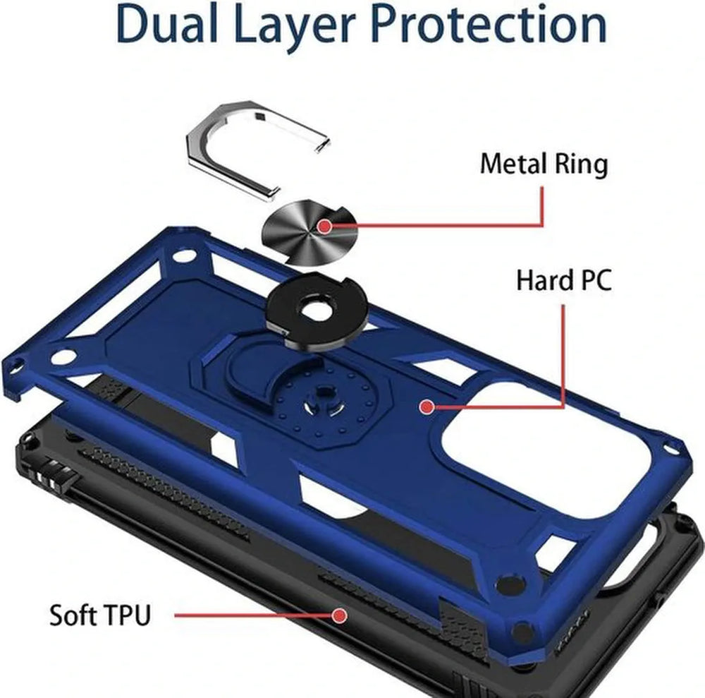 Samsung Galaxy S20 Ultra Hoesjes – Ring Armor Backcover – 360° Draaibare Standaard – Magneet – Blauw-Ilumina Benelux
