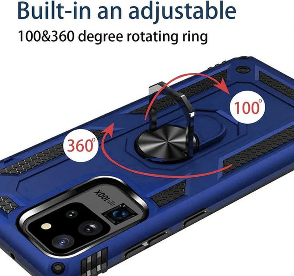 Samsung Galaxy S20 Ultra Hoesjes – Ring Armor Backcover – 360° Draaibare Standaard – Magneet – Blauw-Ilumina Benelux