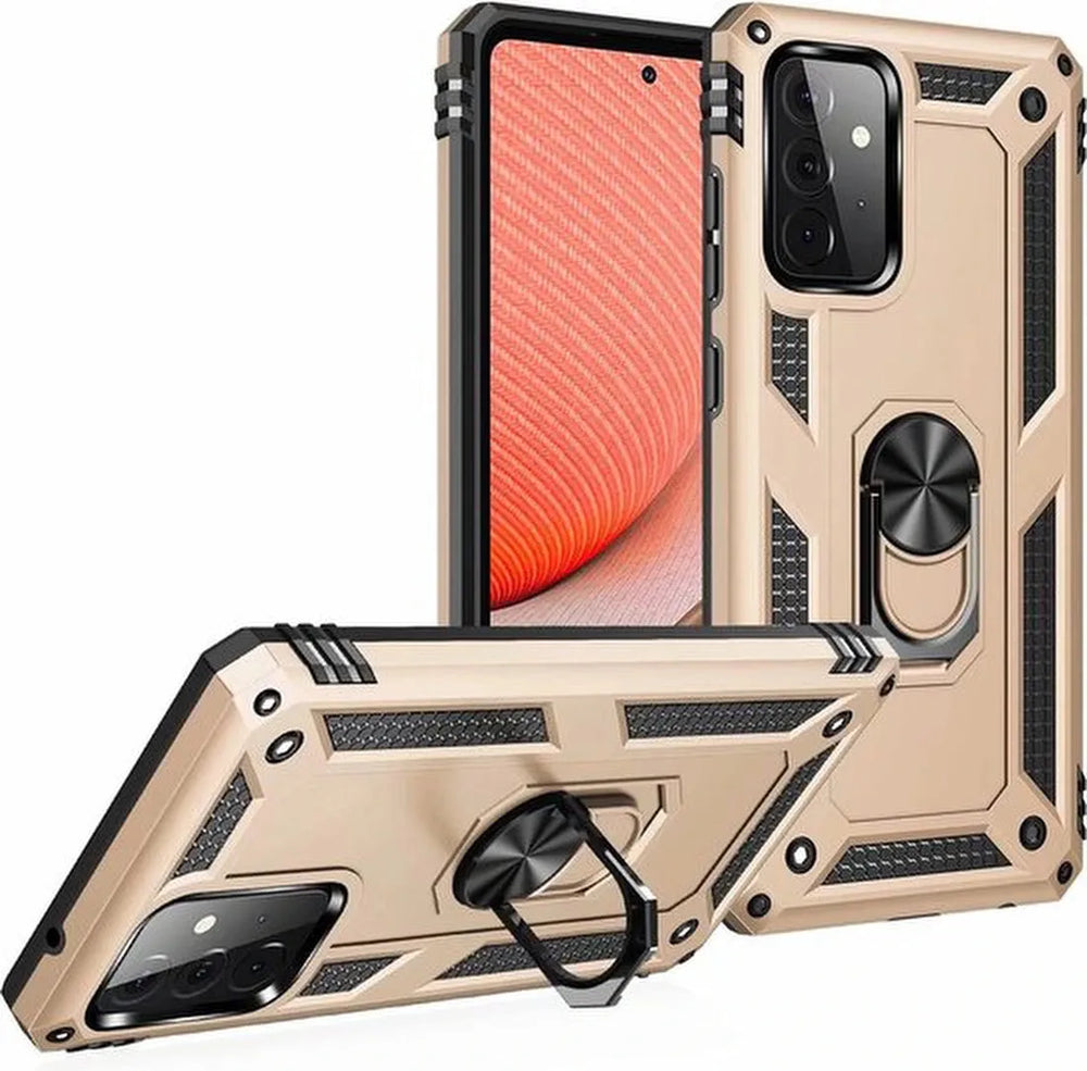 Samsung Galaxy A53 5G Hoesjes – Ring Armor Backcover – 360° Draaibare Standaard – Magneet – Goud-Ilumina Benelux