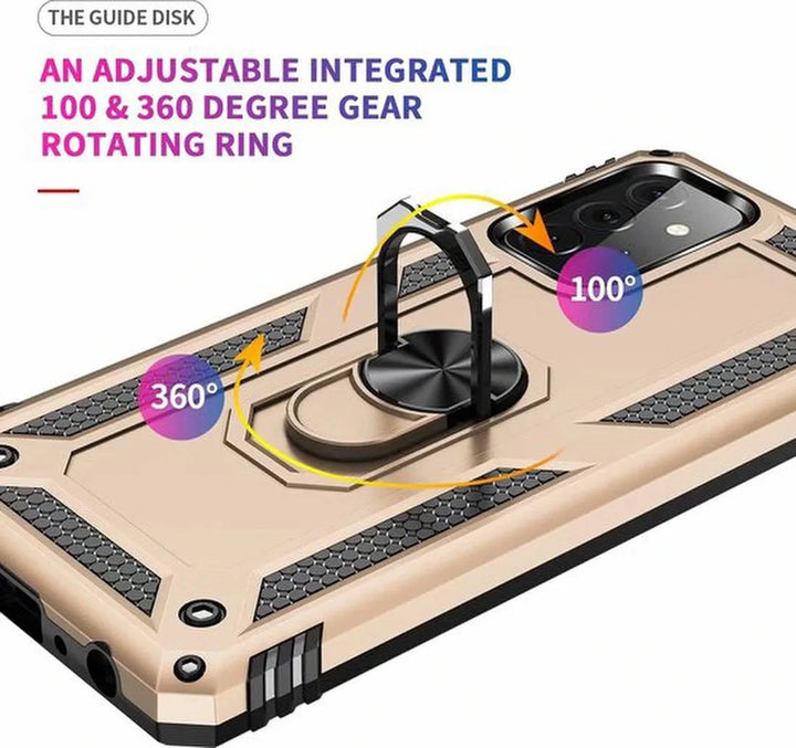 Samsung Galaxy A13 4G Hoesjes – Ring Armor Backcover – 360° Draaibare Standaard – Magneet – Goud-Ilumina Benelux