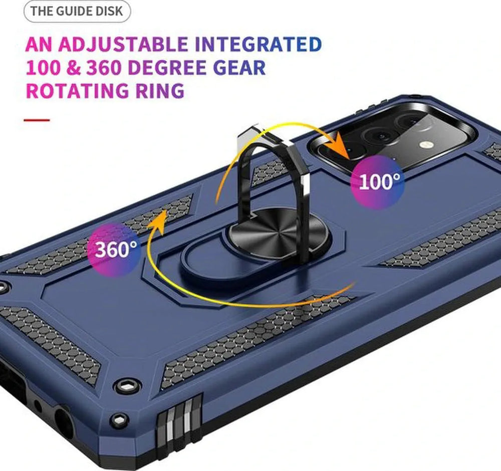 Samsung Galaxy A13 4G Hoesjes – Ring Armor Backcover – 360° Draaibare Standaard – Magneet – Blauw-Ilumina Benelux