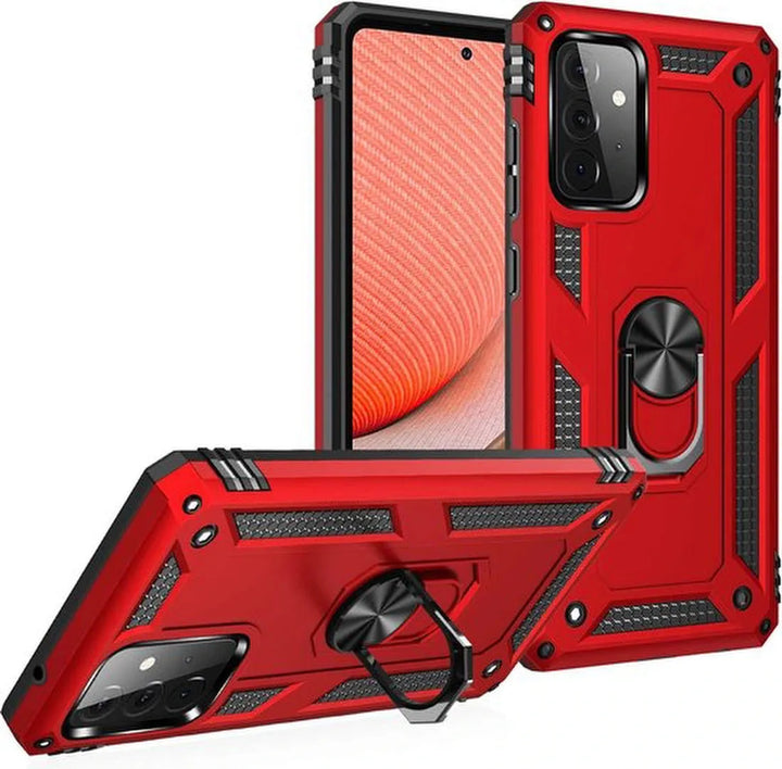 Samsung Galaxy A13 4G Hoesjes – Ring Armor Backcover – 360° Draaibare Standaard – Magneet – Rood-Ilumina Benelux