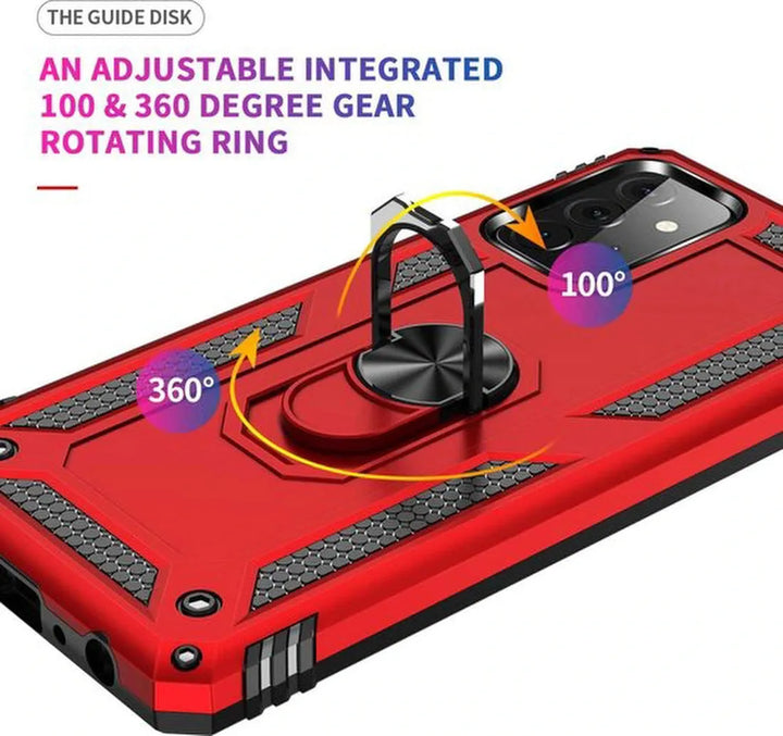 Samsung Galaxy A13 4G Hoesjes – Ring Armor Backcover – 360° Draaibare Standaard – Magneet – Rood-Ilumina Benelux