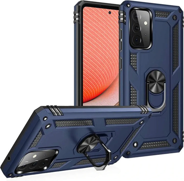 Samsung Galaxy A32 5G Hoesjes – Ring Armor Backcover – 360° Draaibare Standaard – Magneet – Blauw-Ilumina Benelux