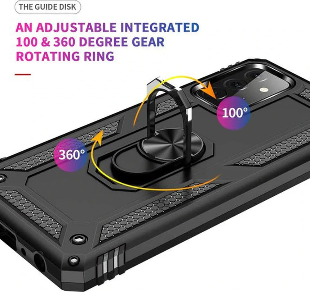 Samsung Galaxy A32 4G Hoesjes – Ring Armor Backcover – 360° Draaibare Standaard – Magneet – Zwart-Ilumina Benelux