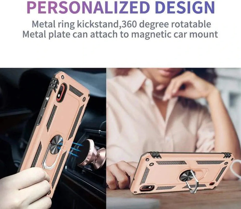 Samsung Galaxy A10 Hoesjes – Ring Armor Backcover – 360° Draaibare Standaard – Magneet – Goud-Ilumina Benelux