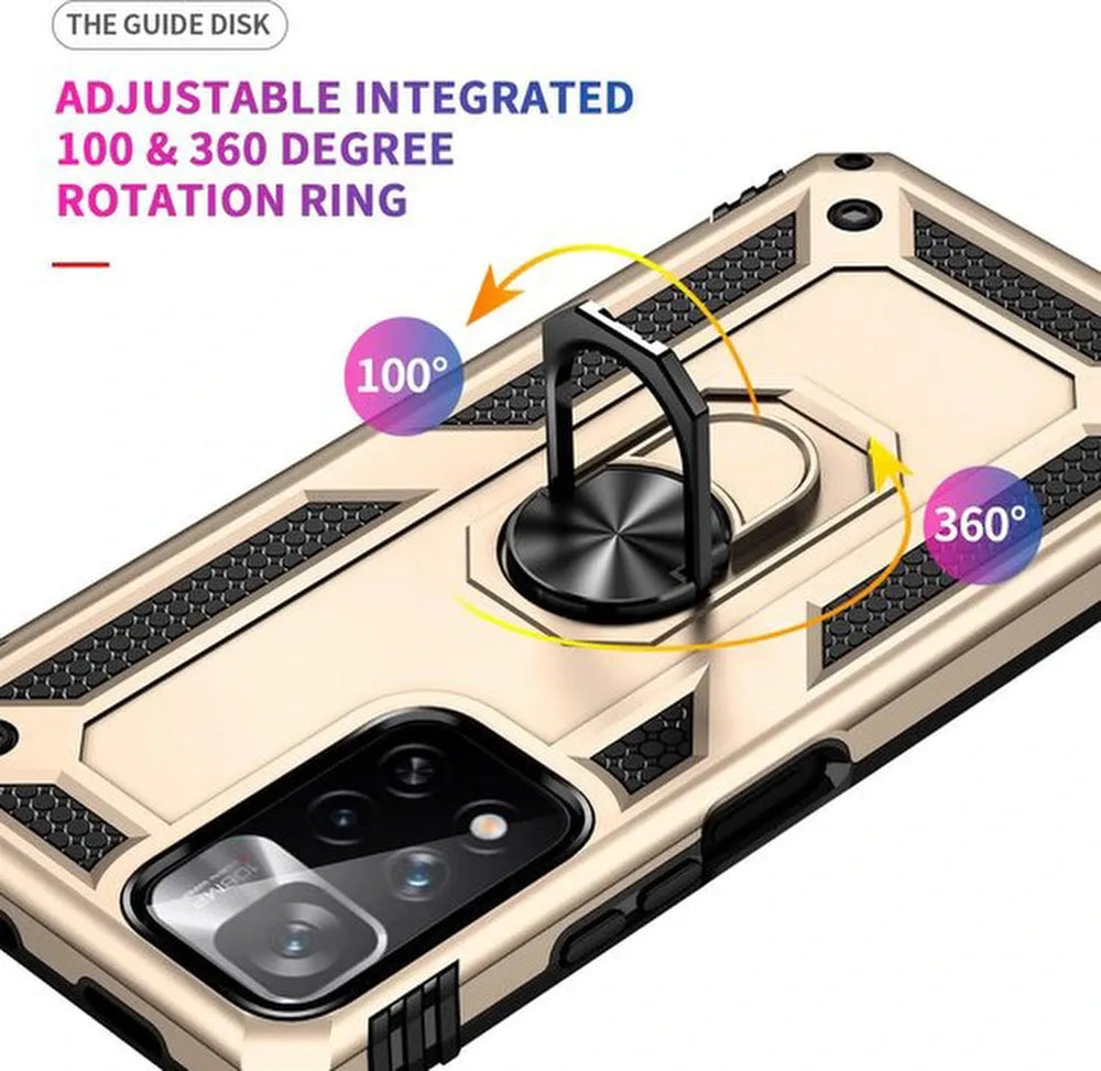 Xiaomi Redmi 10 2022 Hoesjes – Ring Armor Backcover – 360° Draaibare Standaard – Magneet – Goud-Ilumina Benelux