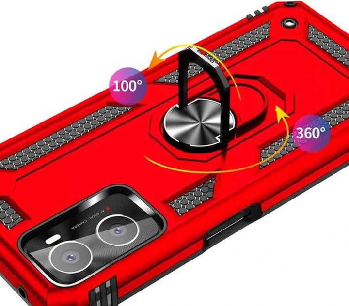 Oppo A96/A76/A36 Hoesjes – Ring Armor Backcover – 360° Draaibare Standaard – Magneet – Zwart-Ilumina Benelux