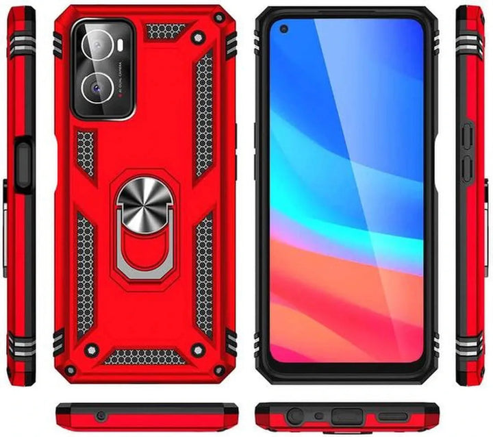 Oppo A96/A76/A36 Hoesjes – Ring Armor Backcover – 360° Draaibare Standaard – Magneet – Roségoud-Ilumina Benelux