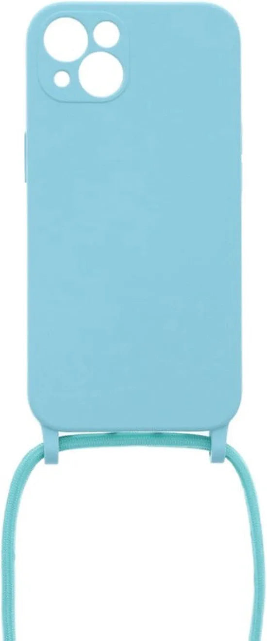 iPhone 13 Hoesjes – Siliconen Backcover met Ketting – TPU – Turquoise-Ilumina Benelux