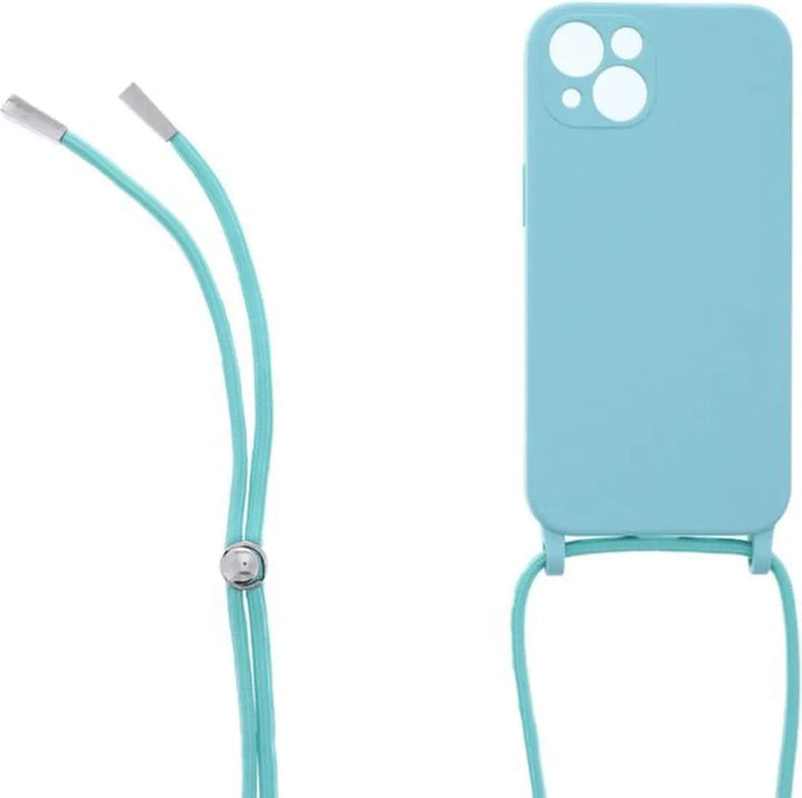 iPhone 12 Pro Hoesjes – Siliconen Backcover met Ketting – TPU – Turquoise-Ilumina Benelux