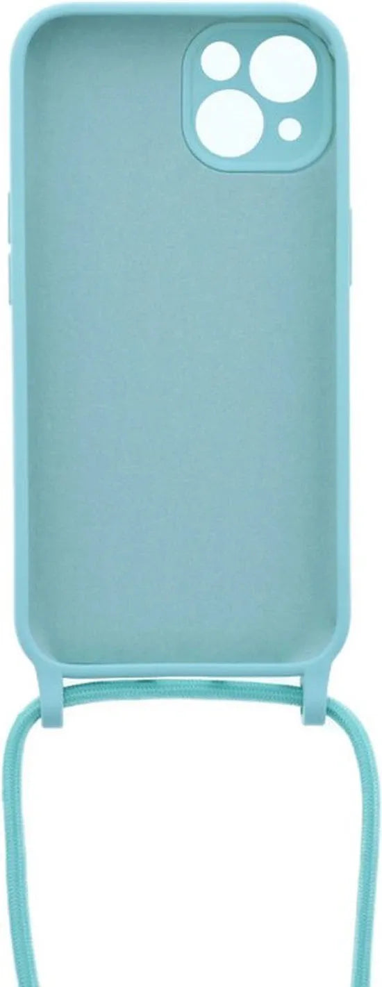 iPhone 12 Pro Hoesjes – Siliconen Backcover met Ketting – TPU – Turquoise-Ilumina Benelux