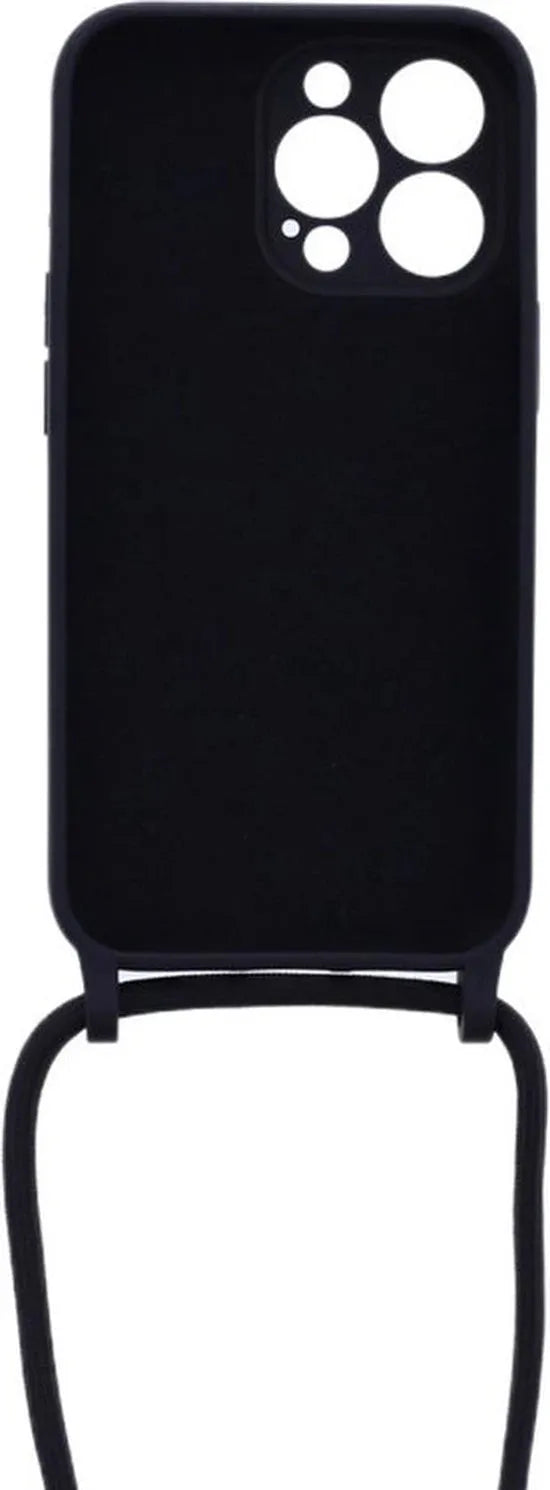 iPhone 12 Pro Max Hoesjes – Siliconen Backcover met Ketting – TPU – Zwart-Ilumina Benelux