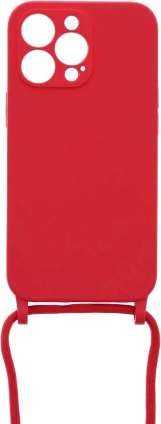 iPhone 11 Pro Hoesjes – Siliconen Backcover met Ketting – TPU – Rood-Ilumina Benelux