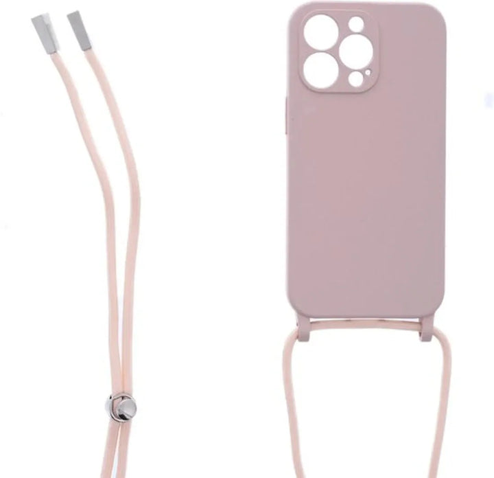 iPhone 11 Pro Max Hoesjes – Siliconen Backcover met Ketting – TPU – Beige-Ilumina Benelux