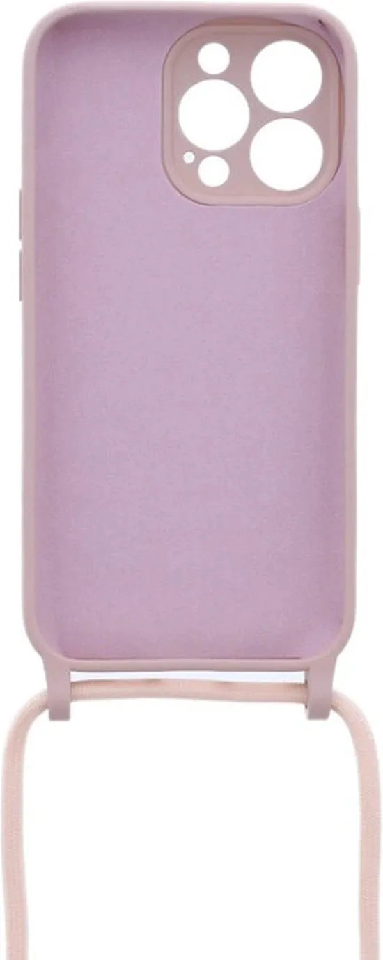 iPhone 11 Pro Max Hoesjes – Siliconen Backcover met Ketting – TPU – Beige-Ilumina Benelux
