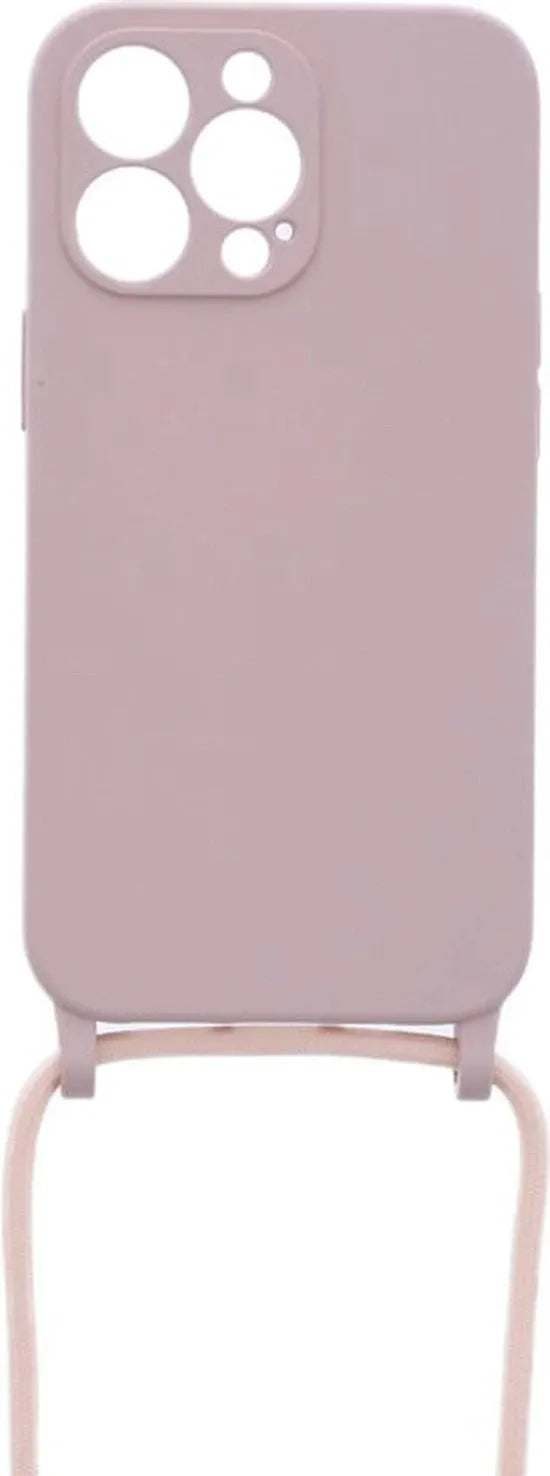 iPhone 11 Pro Max Hoesjes – Siliconen Backcover met Ketting – TPU – Beige-Ilumina Benelux