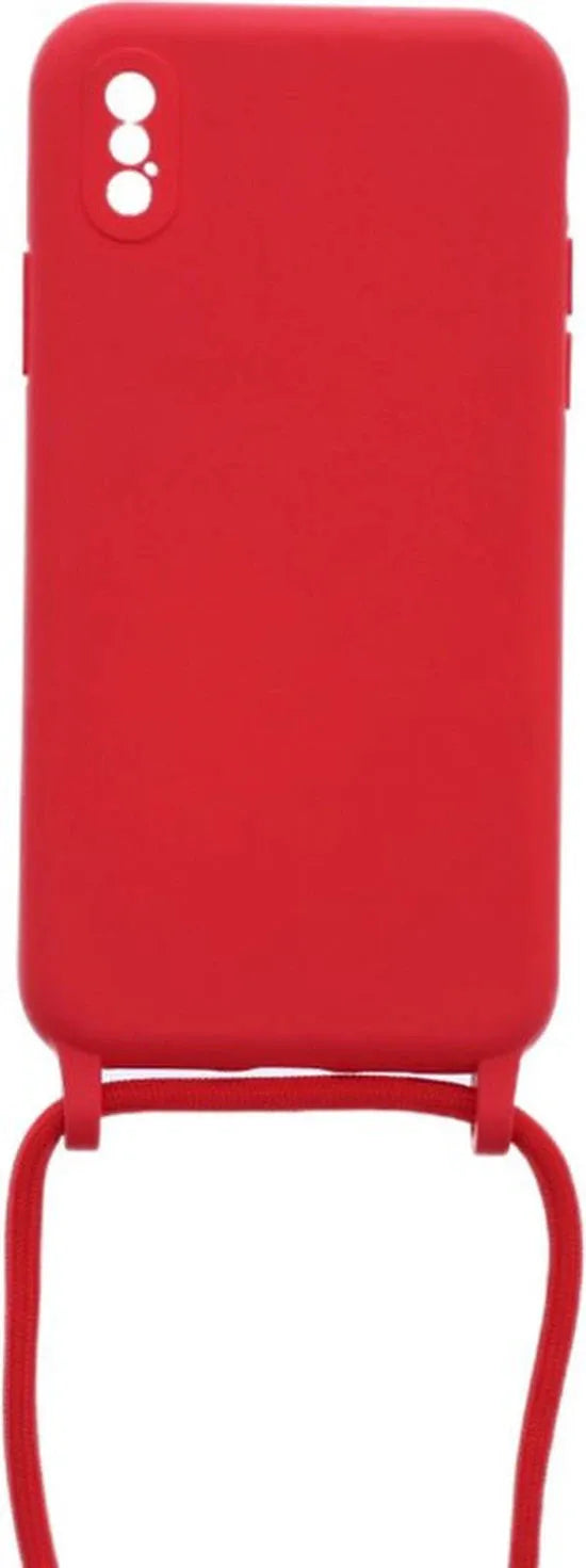 iPhone X / XS Hoesjes – Siliconen Backcover – TPU – Kettingkoord – Rood-Ilumina Benelux