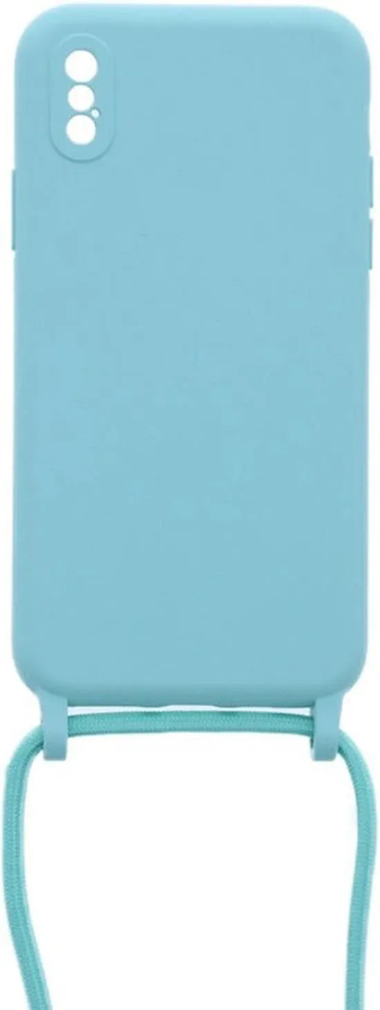iPhone X/XS Hoesjes – Siliconen TPU Backcover – Kettingkoord – Turquoise-Ilumina Benelux
