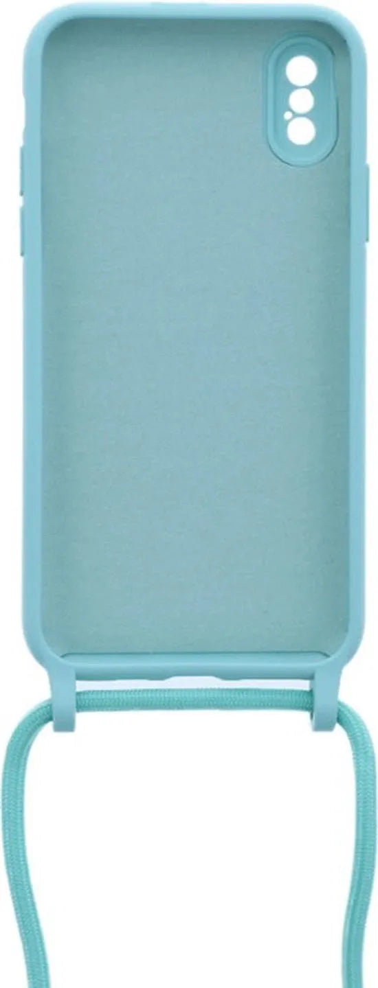 iPhone X/XS Hoesjes – Siliconen TPU Backcover – Kettingkoord – Turquoise-Ilumina Benelux