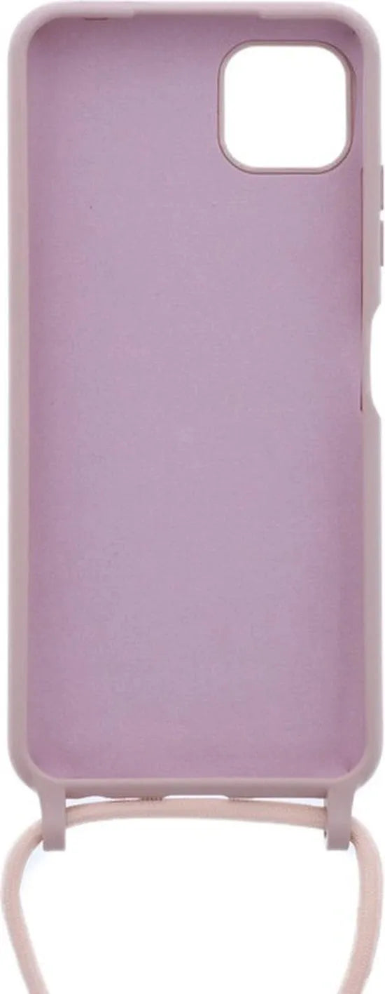 Samsung Galaxy A22 5G Hoesjes – Siliconen Backcover met Ketting – TPU – Beige-Ilumina Benelux