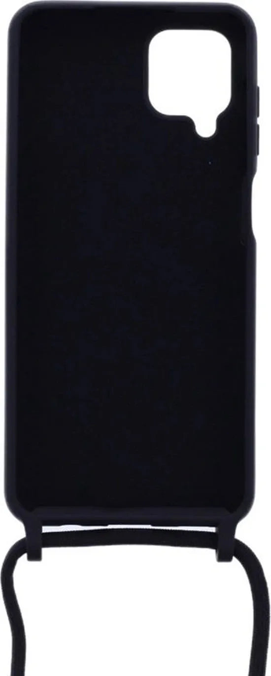 Samsung Galaxy A12 Hoesjes – Siliconen Backcover met Ketting – TPU – Schokbestendig – Zwart-Ilumina Benelux
