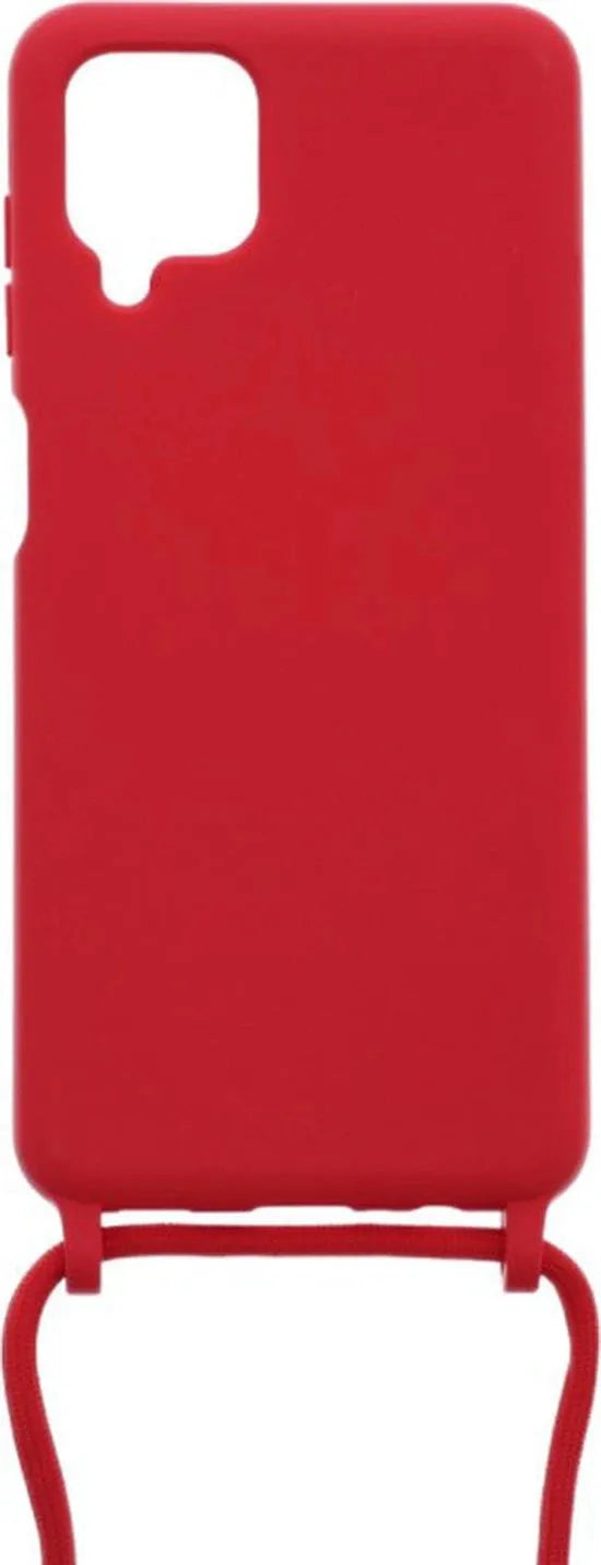 Samsung Galaxy A12 Hoesjes – Siliconen Backcover met Ketting – TPU – Rood-Ilumina Benelux
