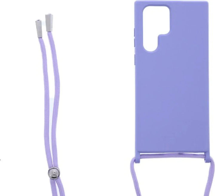 Samsung Galaxy S22 Ultra Hoesjes – Siliconen Backcover met Ketting – TPU – Lila-Ilumina Benelux