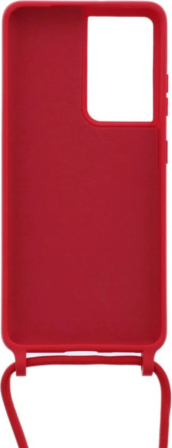 Samsung Galaxy S21 Ultra Hoesjes – Siliconen Backcover met Ketting – TPU – Rood-Ilumina Benelux