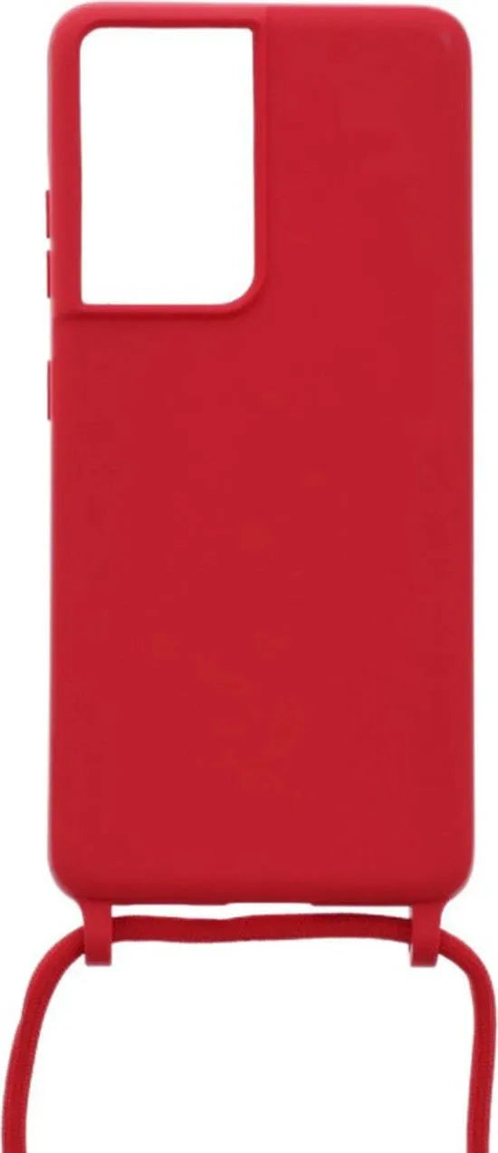 Samsung Galaxy S21 Ultra Hoesjes – Siliconen Backcover met Ketting – TPU – Rood-Ilumina Benelux