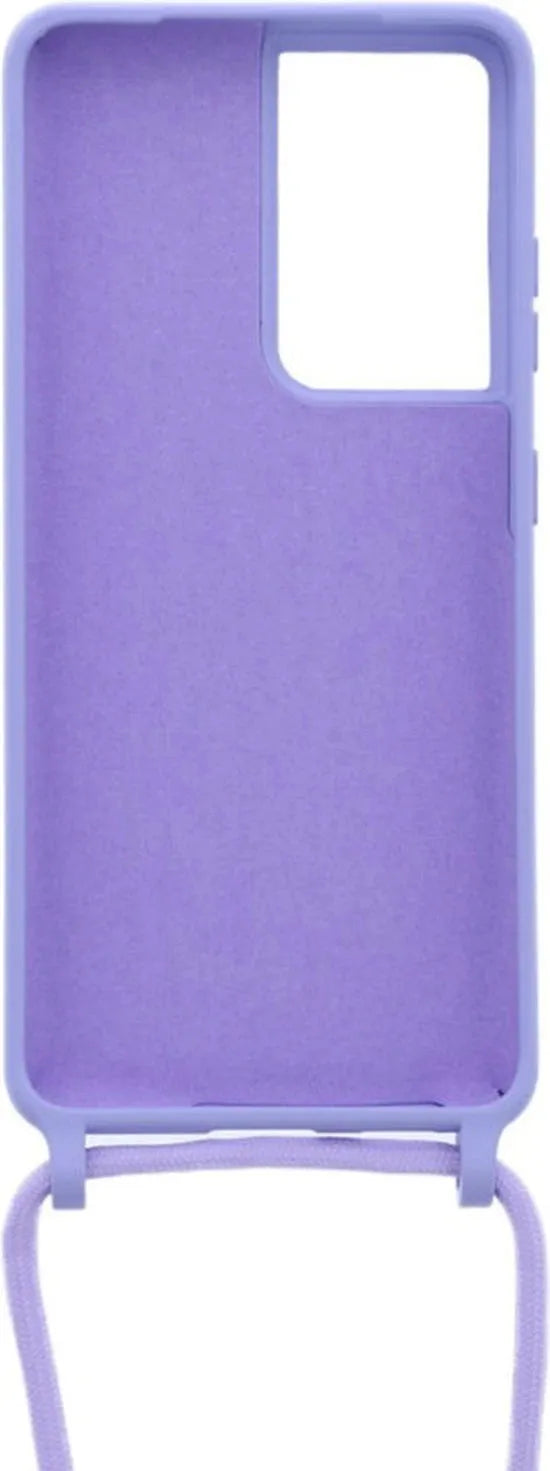 Samsung Galaxy S21 Ultra Hoesjes – Siliconen Backcover met Ketting – TPU – Lila-Ilumina Benelux