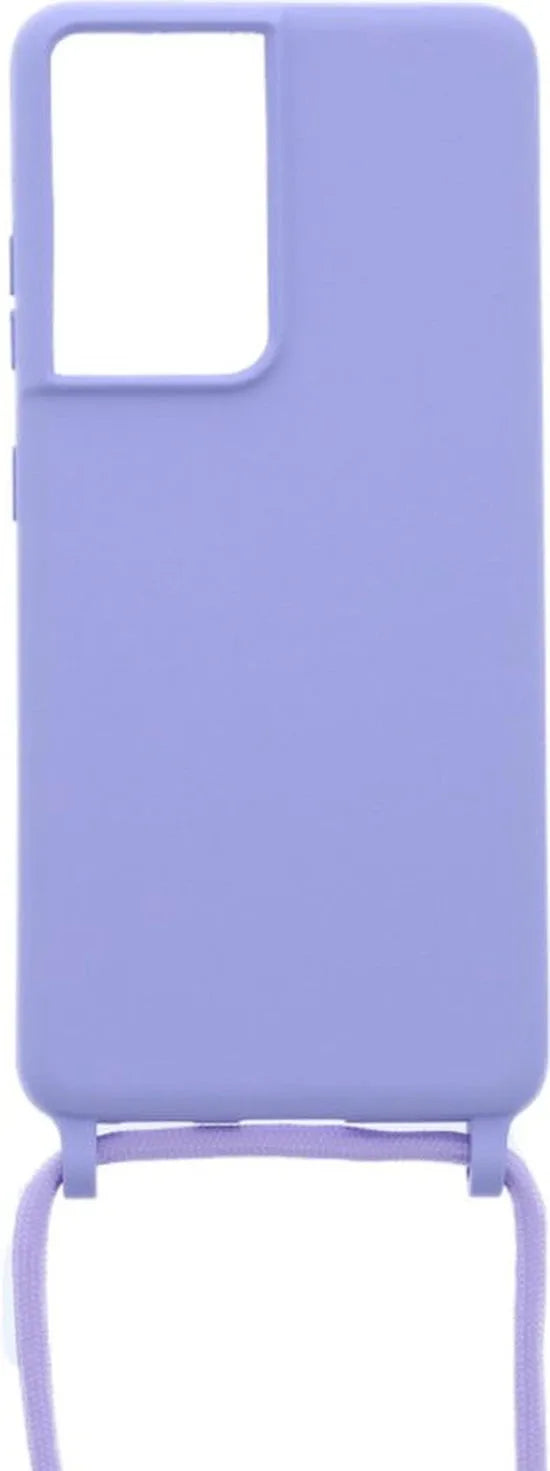 Samsung Galaxy S21 Ultra Hoesjes – Siliconen Backcover met Ketting – TPU – Lila-Ilumina Benelux