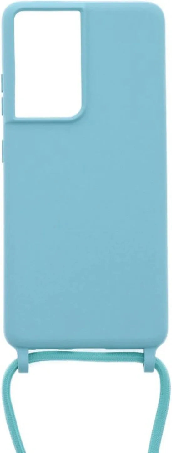Samsung Galaxy S21 Ultra Hoesjes – Siliconen Backcover met Ketting – TPU – Turquoise-Ilumina Benelux