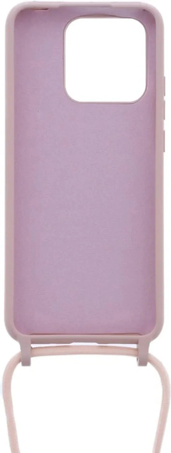 Xiaomi Redmi 10C & Poco C40 Hoesjes – Siliconen Backcover – TPU – Met Ketting – Beige-Ilumina Benelux