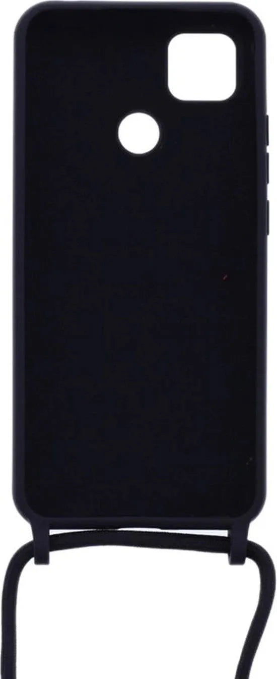 Xiaomi Redmi 9C Hoesjes – Siliconen TPU Backcover met Ketting – Schokbestendig – Zwart-Ilumina Benelux