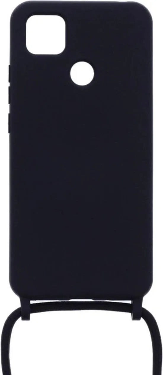 Xiaomi Redmi 9C Hoesjes – Siliconen TPU Backcover met Ketting – Schokbestendig – Zwart-Ilumina Benelux