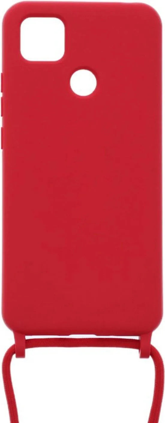 Xiaomi Redmi 9C Hoesjes – Siliconen TPU Backcover met Ketting – Schokbestendig – Rood-Ilumina Benelux
