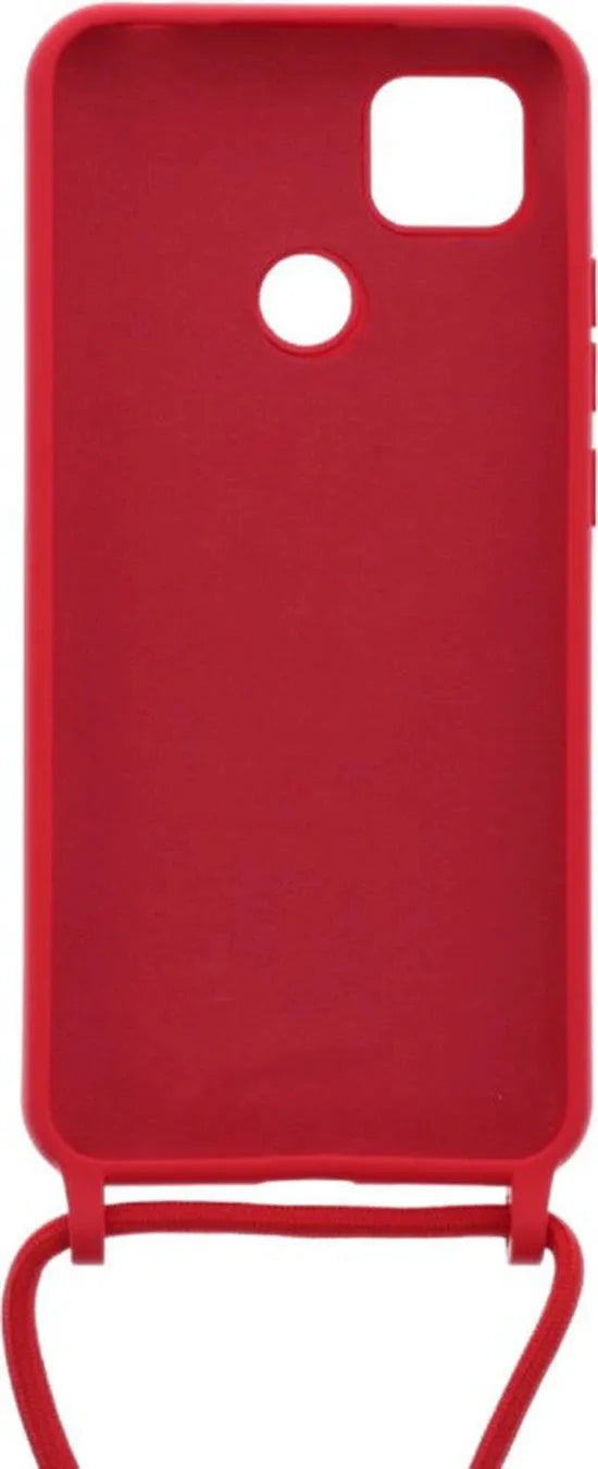 Xiaomi Redmi 9C Hoesjes – Siliconen TPU Backcover met Ketting – Schokbestendig – Rood-Ilumina Benelux