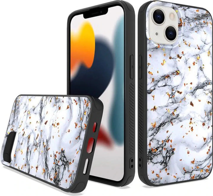 iPhone 14 Pro Max Hoesjes – Siliconen Backcover – Print White Marble – Wit-Ilumina Benelux