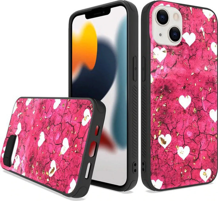 iPhone 14 Pro Max Hoesjes – Siliconen Backcover – Print Pink Hearts – Roze-Ilumina Benelux