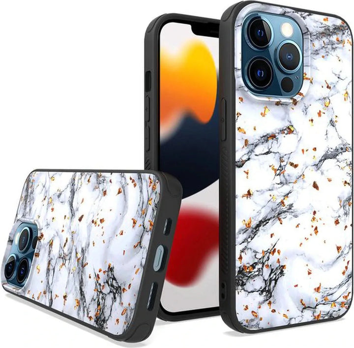 iPhone 14 Pro Hoesjes – Siliconen Backcover – Marmer Print – White Marble – Wit-Ilumina Benelux