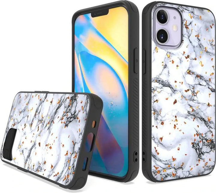 iPhone 12 Pro Hoesjes – Siliconen Backcover – Marmer Print – Schokbestendig – Wit-Ilumina Benelux