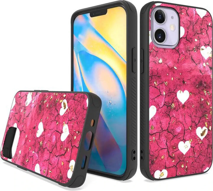 iPhone 12 Pro Hoesjes – Siliconen Backcover – Print Pink Hearts – Roze-Ilumina Benelux