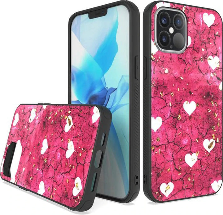 iPhone 12 Pro Max Hoesjes – Siliconen Backcover – Print Pink Hearts – Roze-Ilumina Benelux