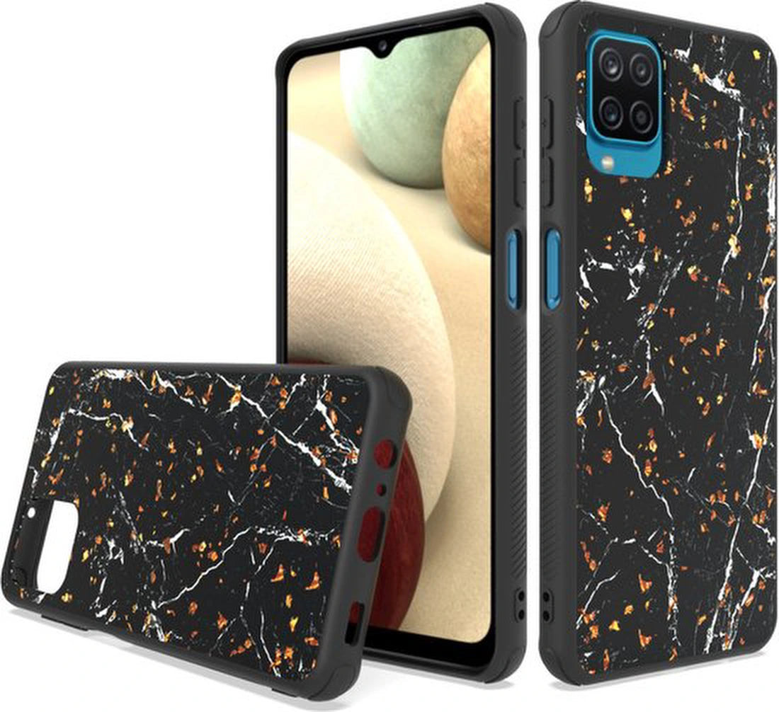 Samsung Galaxy A22 4G Hoesjes – Siliconen Backcover met Print – Schokbestendig – Zwart