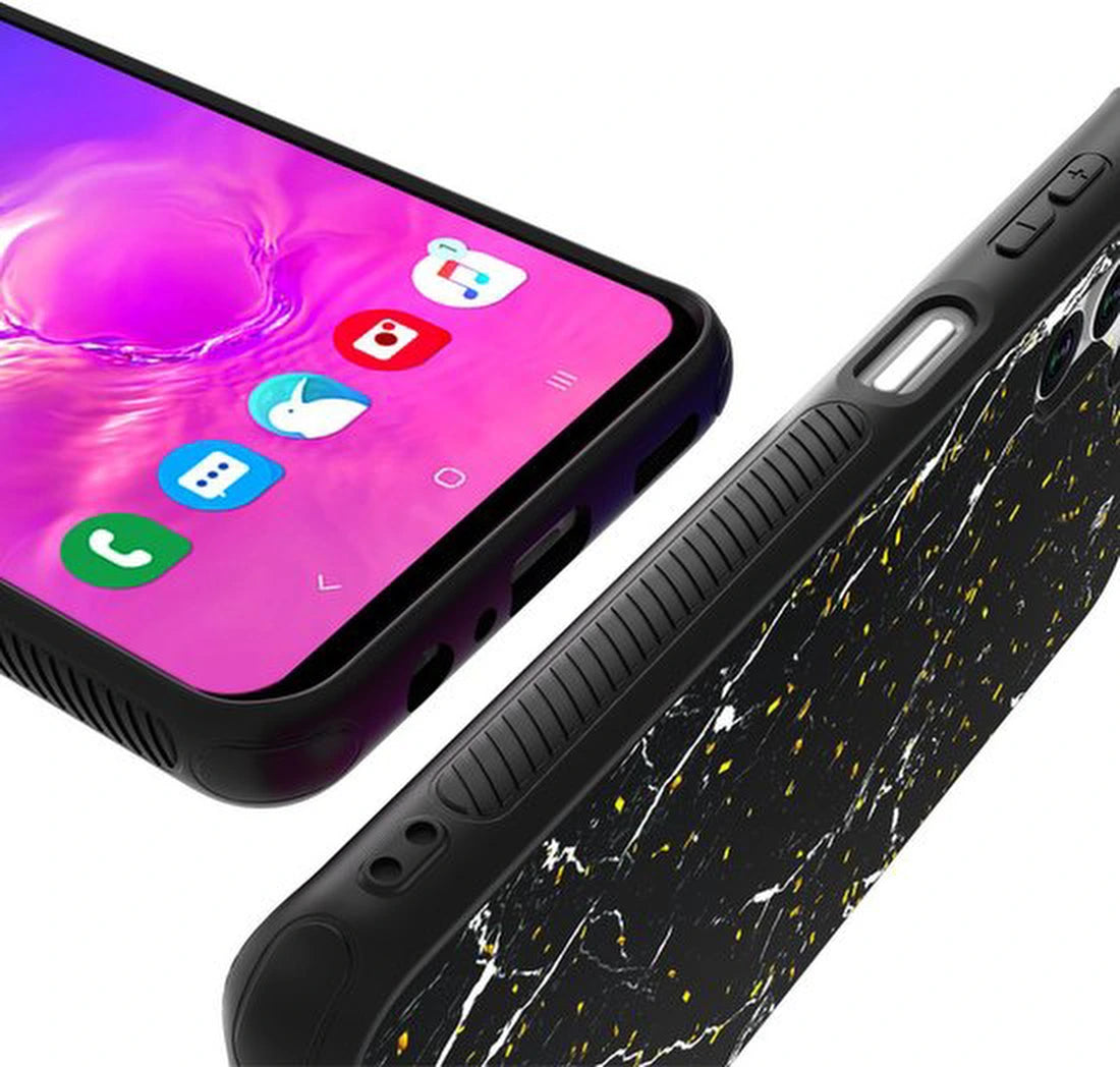 Samsung Galaxy A22 4G Hoesjes – Siliconen Backcover met Print – Schokbestendig – Zwart