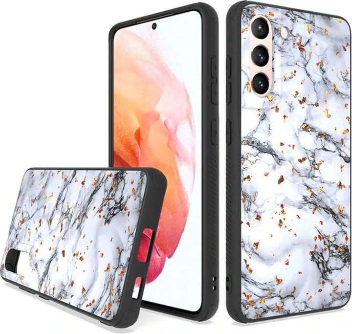 Samsung Galaxy S21 FE Hoesjes – Siliconen Backcover – Schokbestendig – White Marble Print – Wit-Ilumina Benelux