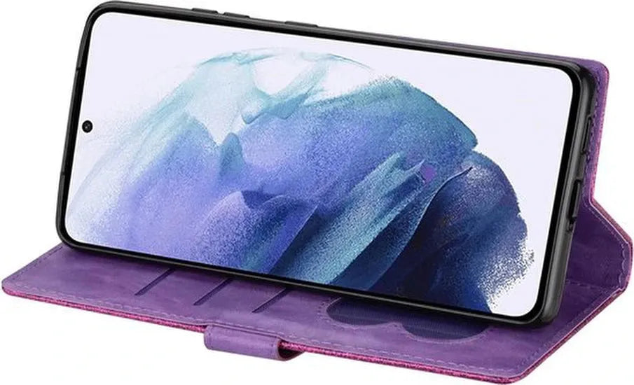 Samsung Galaxy S22 Plus Hoesjes – Glitter Portemonnee Case – Rits – Koord – Pasjeshouder – Paars-Ilumina Benelux